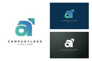 Initials Letters IA AI Modern Simple Line Monogram Logo Design Pro Vector Artificial Intelligence