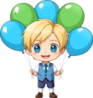 AI generated a cartoon character  holding balloons ai generative png