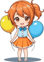 ai gegenereerd een anime meisje met ballonnen Aan haar hoofd ai generatief png