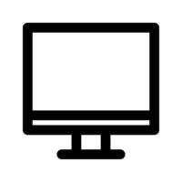 Computer Monitor Icon Vector. Flat Style. Black on White Background. vector
