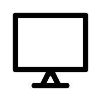 Computer screen vector icon. Black and white computer monitor isolated on white background.