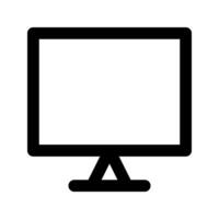 Computer screen vector icon. Black and white computer monitor isolated on white background.