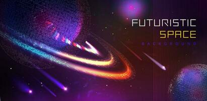 Vector illustration of futuristic space abstract background. Futuristic hi-tech HUD element. Futuristic space with planets, stars and comets. Eps 10