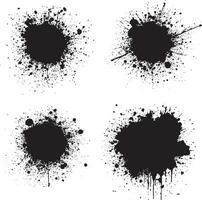 round Ink drops and splashes. Blotter spots, liquid paint drip drop splash and ink splatter. Artistic dirty grunge abstract spot vector set. Illustration monochrome drip splash, splat messy inkblot