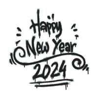 graffiti words and symbols happy new year 2024 sprayed in black vector