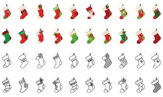 Set of christmas socks icons Vector illustration