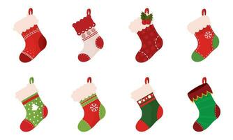 conjunto de Navidad calcetines íconos vector ilustración
