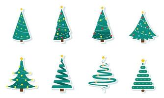 Set of colored christmas tree icons Vector illustration