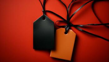 AI generated Hand holding red gift packet on black background generated by AI photo