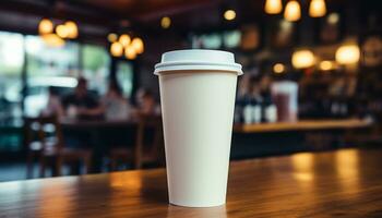 ai generado Fresco café frijol en un taza, aroma llena el habitación generado por ai foto