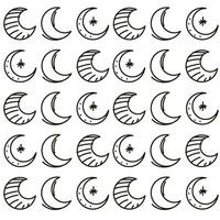 Moon shapes hand drawn background Vector illustration