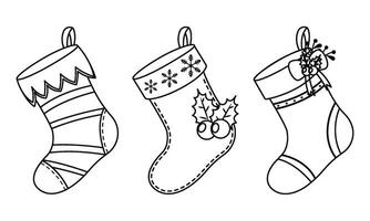 Set of christmas socks icons Vector illustration