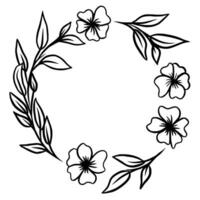 Flower Wreath Of Jasmine And The Leaves In Circle Vector Illustration Image