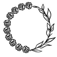 Floral Wreath Of A Half Roses And A Half Leaves Illustration vector