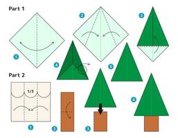 abeto origami esquema tutorial Moviente modelo. origami para niños. paso por paso cómo a hacer un linda origami abeto. vector ilustración.