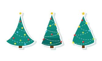 Set of colored christmas tree icons Vector illustration