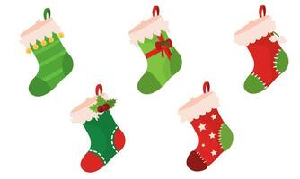Set of christmas socks icons Vector illustration