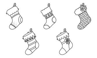 Set of christmas socks icons Vector illustration