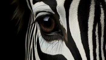 AI generated Striped zebra in Africa, a monochrome beauty in nature generated by AI photo