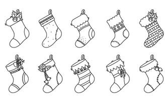 Set of christmas socks icons Vector illustration