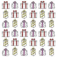 Colored present icons pattern background Vector illustration