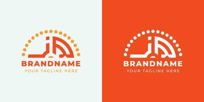 Letter JR and RJ Sunrise  Logo Set, suitable for any business with JR or RJ initials. vector