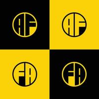 Simple AF and FA Letter Circle Logo Set, suitable for business with FA or AF initial. vector