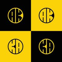 Simple AK and KA Letter Circle Logo Set, suitable for business with KA or AK initial. vector