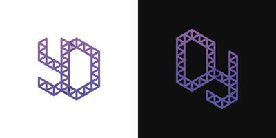 Letters DY and YD Polygon Logo Set, suitable for business related to polygon with DY and YD initials. vector