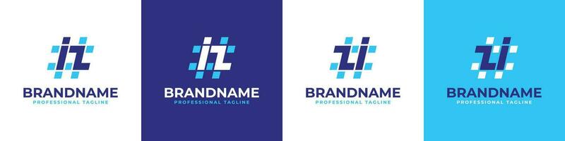 Letter IZ and ZI Hashtag Logo set, suitable for any business with IZ or ZI initials. vector