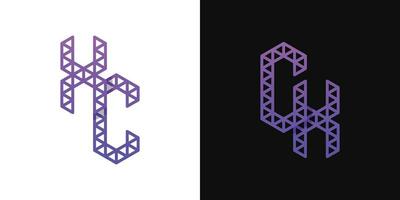 Letters CX and CX Polygon Logo Set, suitable for business related to polygon with CX and XC initials. vector