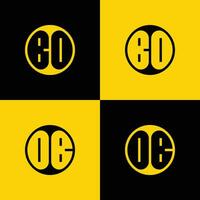Simple BO and OB Letter Circle Logo Set, suitable for business with BO or OB initial. vector