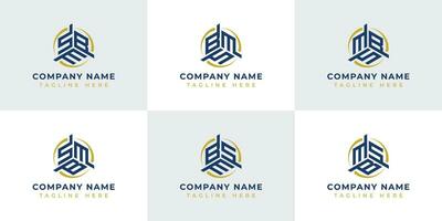 Letter SBM, SMB, BSM, BMS, MSB, MBS Hexagonal Technology Logo Set. Suitable for any business. vector