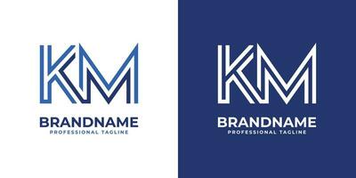 Letter KM Line Monogram Logo, suitable for business with KM or MK initials. vector