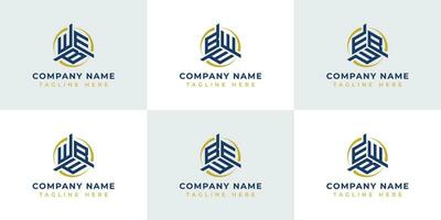 Letter WBE, WEB, BWE, BEW, EWB, EBW Hexagonal Technology Logo Set. Suitable for any business vector