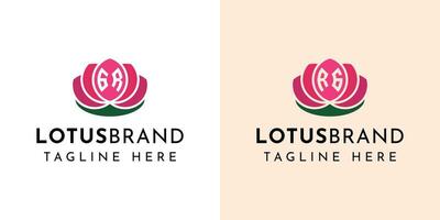Letter GR and RG Lotus Logo Set, suitable for business related to lotus flowers with GR or RG initials. vector