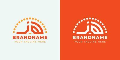 Letter JA and AJ Sunrise  Logo Set, suitable for any business with JA or AJ initials. vector