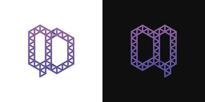 Letters DQ and QD Polygon Logo Set, suitable for business related to polygon with DQ and QD initials. vector