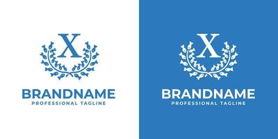 Letter X Laurel Fish Logo, suitable for business related to Fish and Laurel with X initial vector