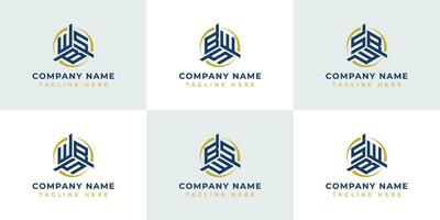 Letter WBS, WSB, BWS, BSW, SWB, SBW Hexagonal Technology Logo Set. Suitable for any business vector