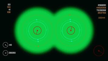 Digital binoculars hud display overlay animation isolated on green screen background video