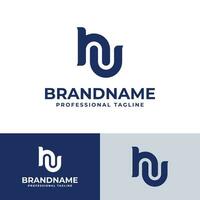 Letter NU Monogram Logo Set, suitable for business with NU or UN initials. vector