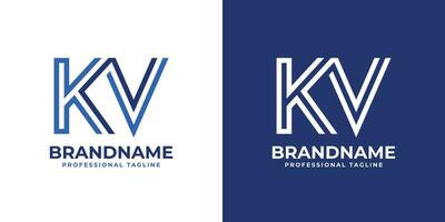 Letter KV Line Monogram Logo, suitable for business with KV or VK initials. vector