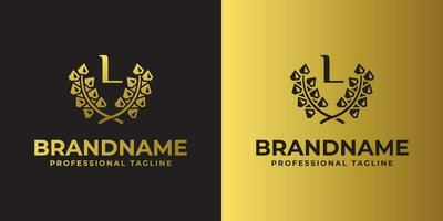 Letter L Diamond Laurel Logo, suitable for business related to Diamond and Laurel with L initial vector