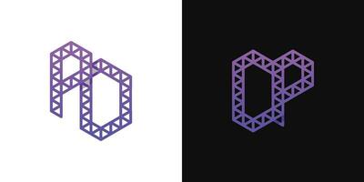 Letters DP and PD Polygon Logo Set, suitable for business related to polygon with DP and PD initials. vector