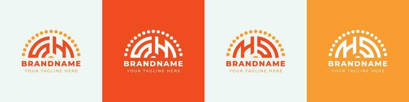 Letter HS and SH Sunrise  Logo Set, suitable for any business with HS or SH initials. vector