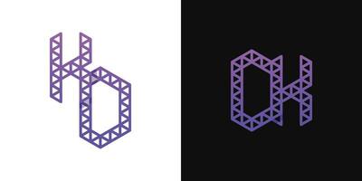 Letters DK and KD Polygon Logo Set, suitable for business related to polygon with DK and KD initials. vector