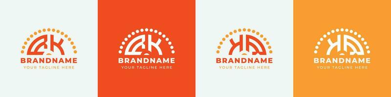 Letter KR and RK Sunrise  Logo Set, suitable for any business with KR or RK initials. vector