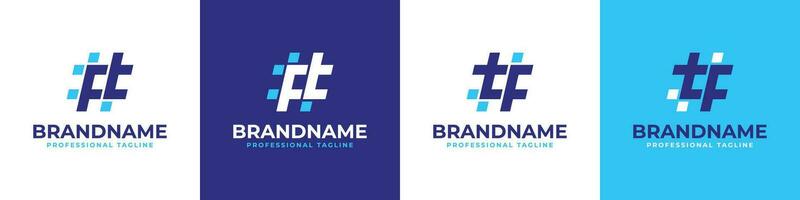 Letter FT and TF Hashtag Logo set, suitable for any business with TF or FT initials. vector