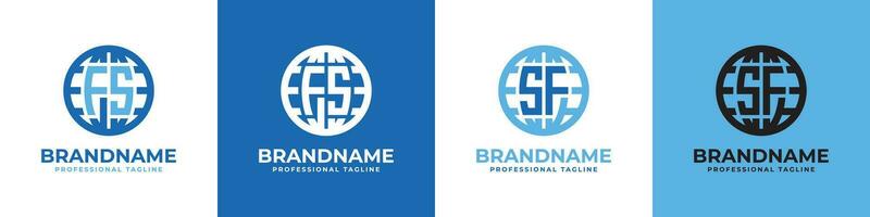 Letter FS and SF Globe Logo Set, suitable for any business with FS or SF initials. vector